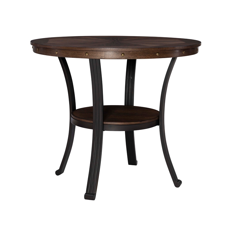 Bowery Hill Wood and Metal Five Piece Counter Height Dining Group in Brown