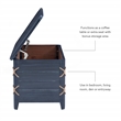 Bowery Hill Modern Wood Rope Cedar Lined Storage Chest in Blue
