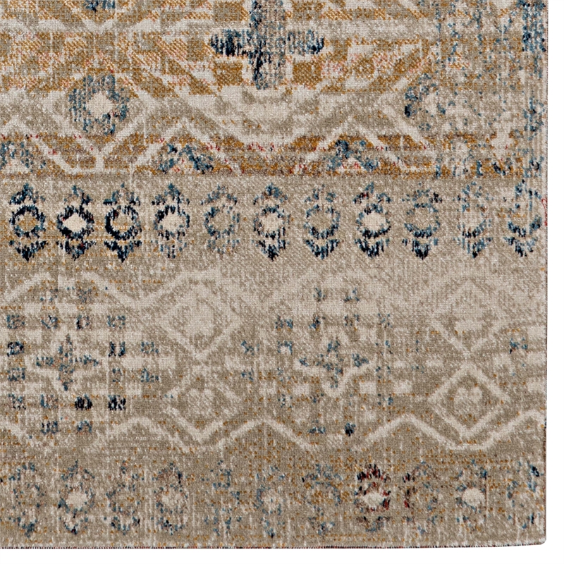 Bowery Hill Modern Leopold Polyester 2'x3' Accent Rug in Tan