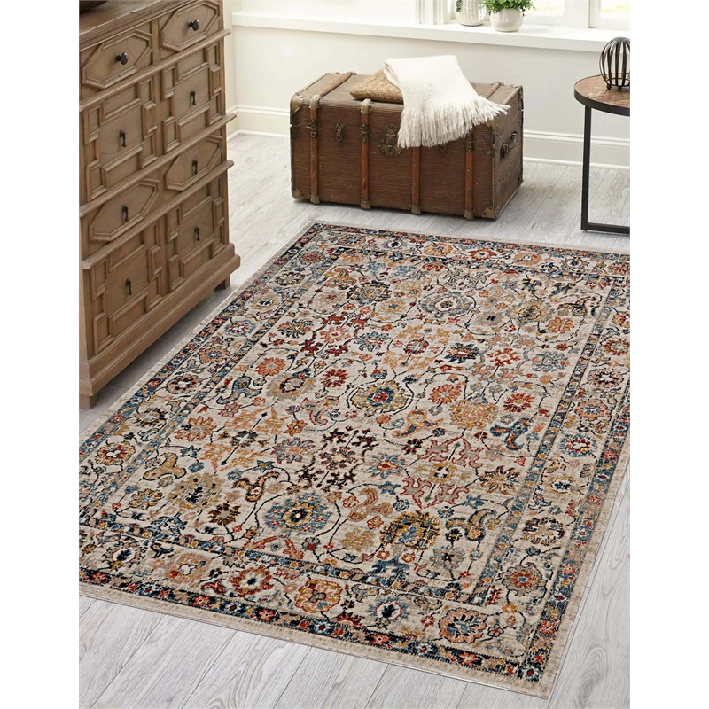 Bowery Hill Modern Laramie Polyester 3'x5' Accent Rug in Ivory