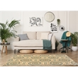 Bowery Hill Modern Combs Polyester 5'x7' Area Rug in Cream & Aqua