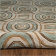 Bowery Hill Modern Combs Polyester 5'x7' Area Rug in Cream & Aqua