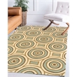 Bowery Hill Modern Combs Polyester 5'x7' Area Rug in Cream & Aqua