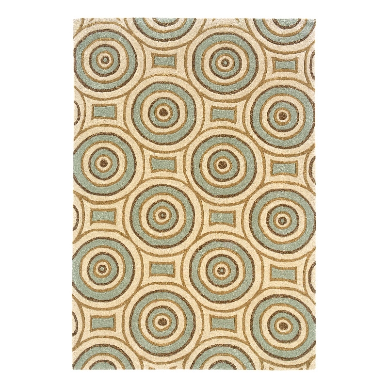Bowery Hill Modern Combs Polyester 5'x7' Area Rug in Cream & Aqua