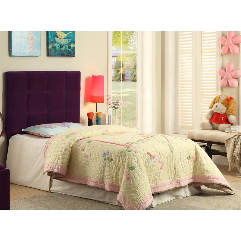 Bowery Hill Transitional Fabric Upholstered Twin Headboard in Purple