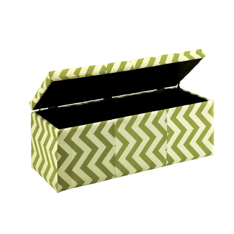 Bowery Hill Contemporary Fabric Storage Bench in Green