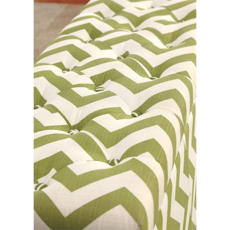 Bowery Hill Contemporary Fabric Storage Bench in Green