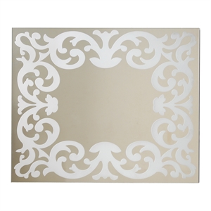 Bowery Hill Contemporary MDF Wood/Mirror Glass Frame Wall Mirror in Silver