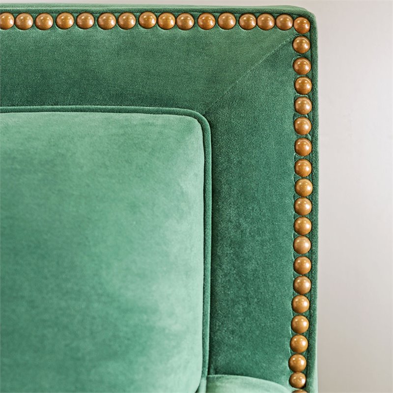 Bowery Hill Transitional Microfiber Loveseat in Emerald Green