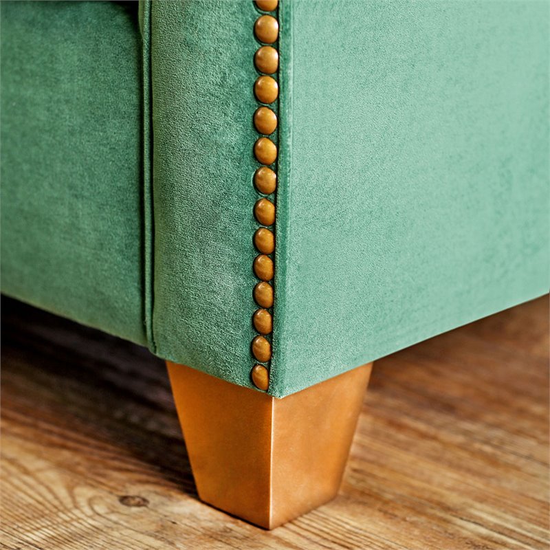 Bowery Hill Transitional Microfiber Loveseat in Emerald Green