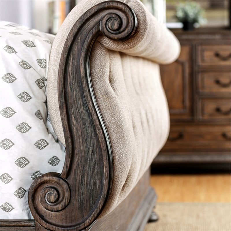 Bowery Hill Transitional Wood Panel Cal King Bed in Rustic Natural Tone
