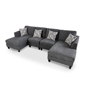 Bowery Hill Modern & Transitional U-Shape Sectional in Gray Finish