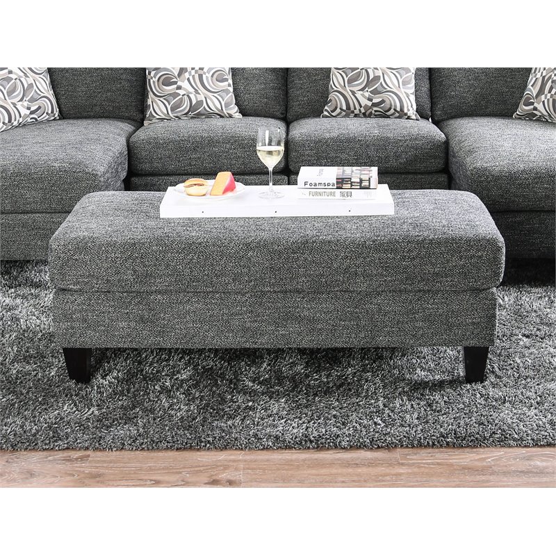 Bowery Hill Chenille Gray Ottoman Rectangular Multi-Use 52