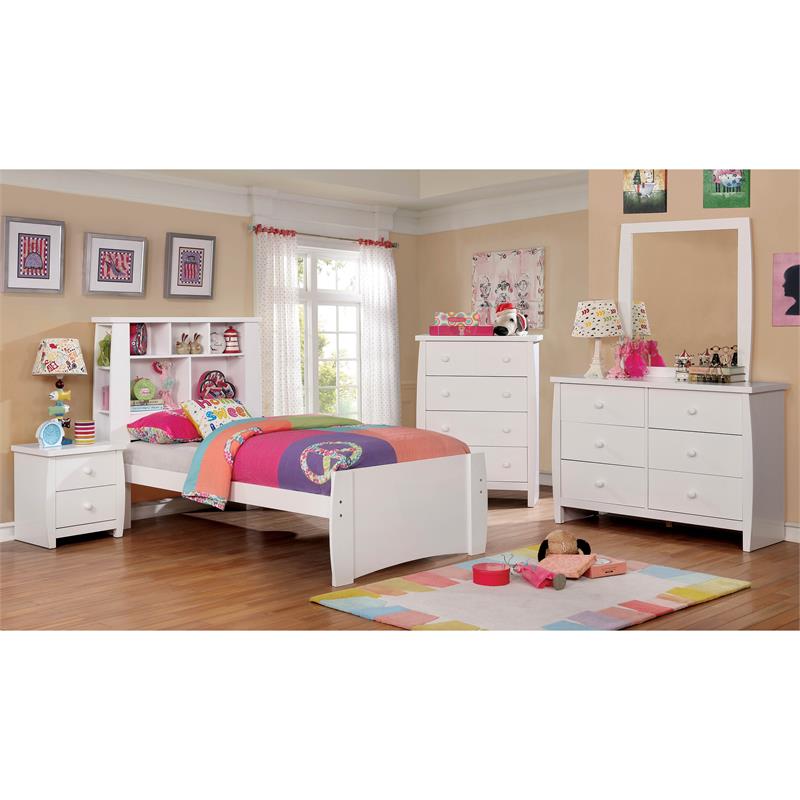 Bowery Hill 2-Drawer Transitional Solid Wood Nightstand in White