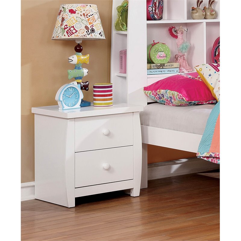 Bowery Hill 2-Drawer Transitional Solid Wood Nightstand in White