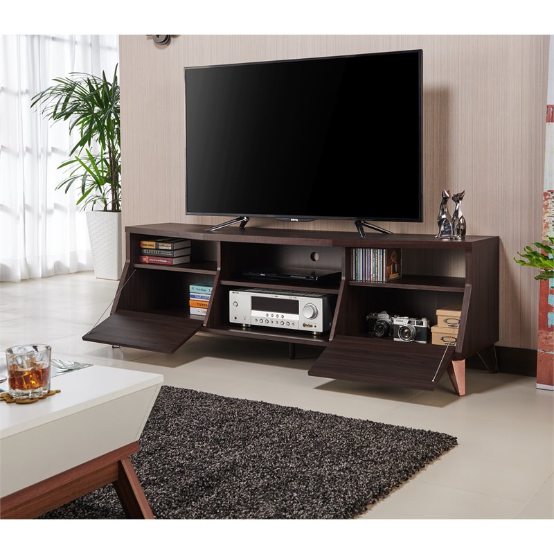 Bowery Hill Modern Wood Storage 62-Inch TV Stand in Wenge