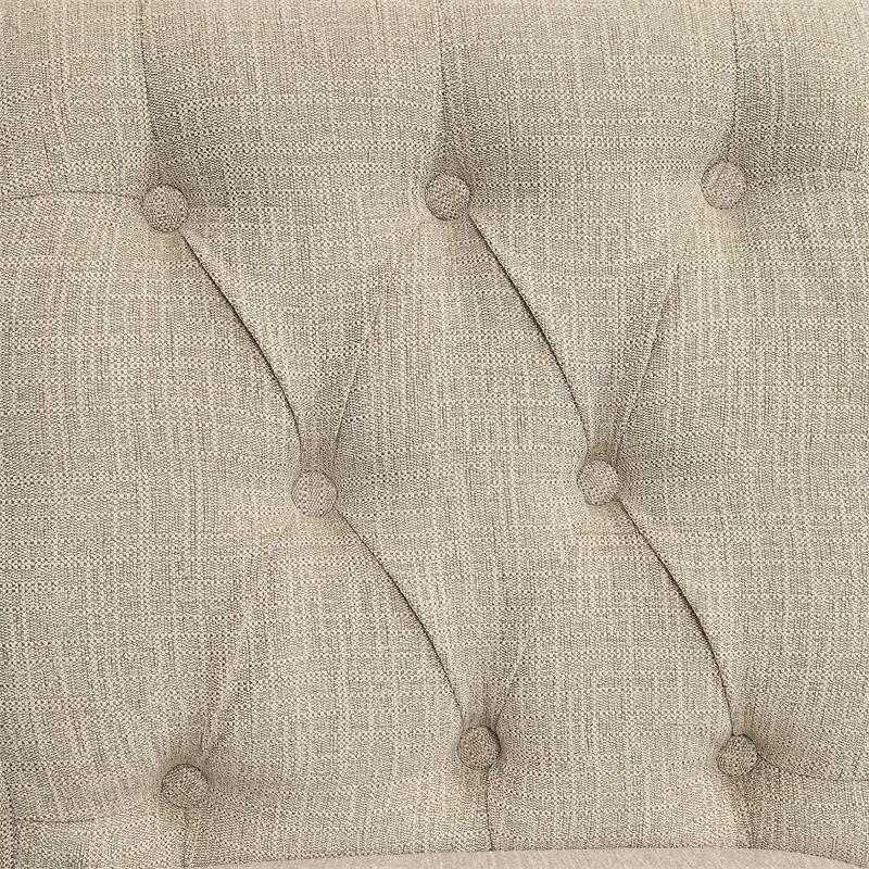 Bowery Hill Fabric Tufted Pub Chairs in Beige (Set of 2) Finish