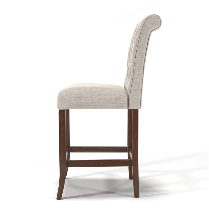 Bowery Hill Fabric Tufted Pub Chairs in Beige (Set of 2) Finish
