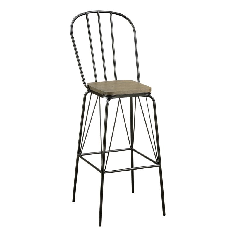 Bowery Hill Metal Windsor Bar Stool in Black (Set of 2) Finish
