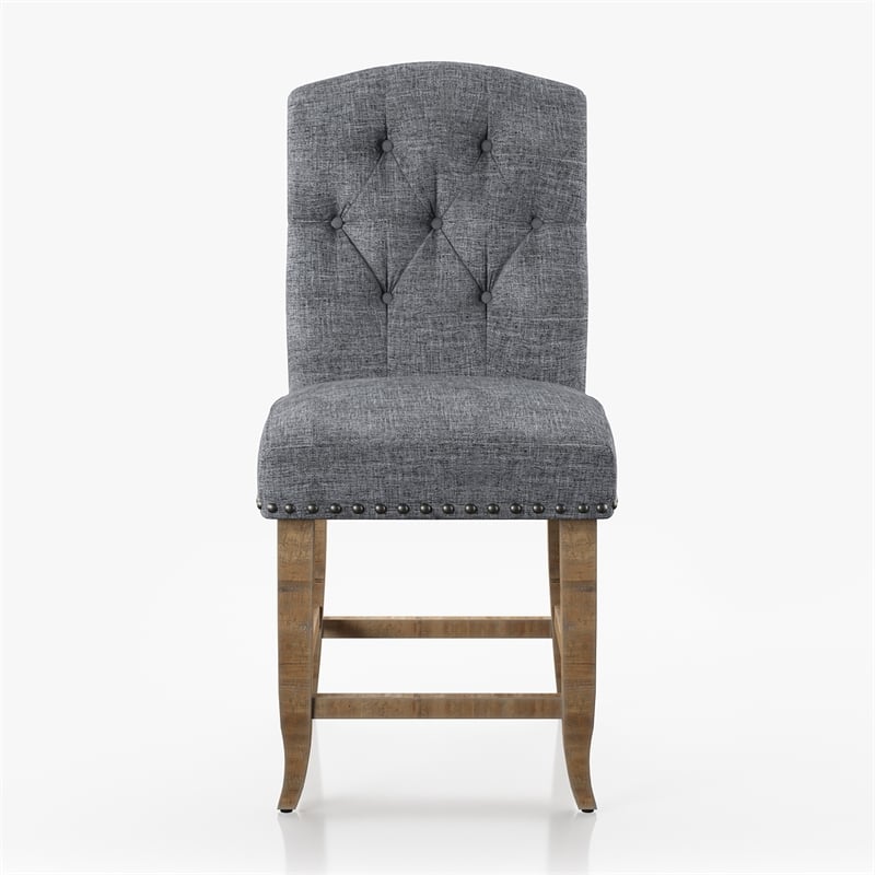 Bowery Hill Rustic Fabric Bar Stool in Light Gray (Set of 2)