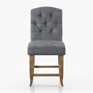 Bowery Hill Rustic Fabric Bar Stool in Light Gray (Set of 2)