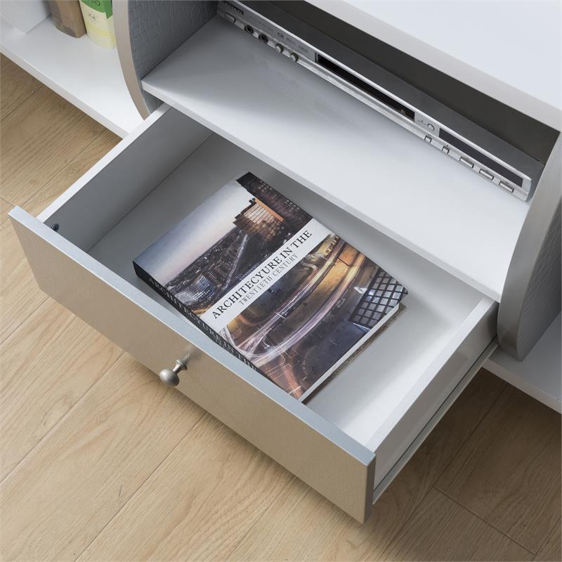 Bowery Hill Contemporary Wood 72-Inch TV Stand in Glossy White