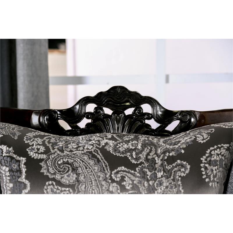 Bowery Hill Upholstered Gray Sofa Rectangular Rolled Arms 93