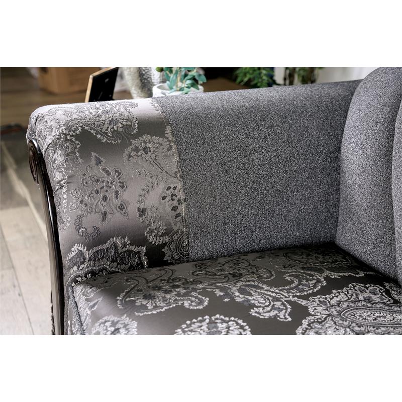 Bowery Hill Upholstered Gray Sofa Rectangular Rolled Arms 93