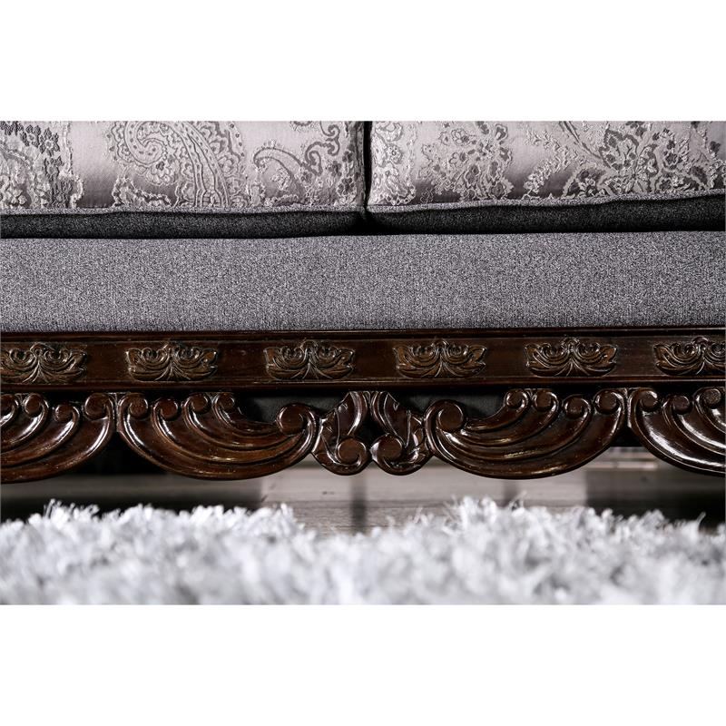Bowery Hill Upholstered Gray Sofa Rectangular Rolled Arms 93