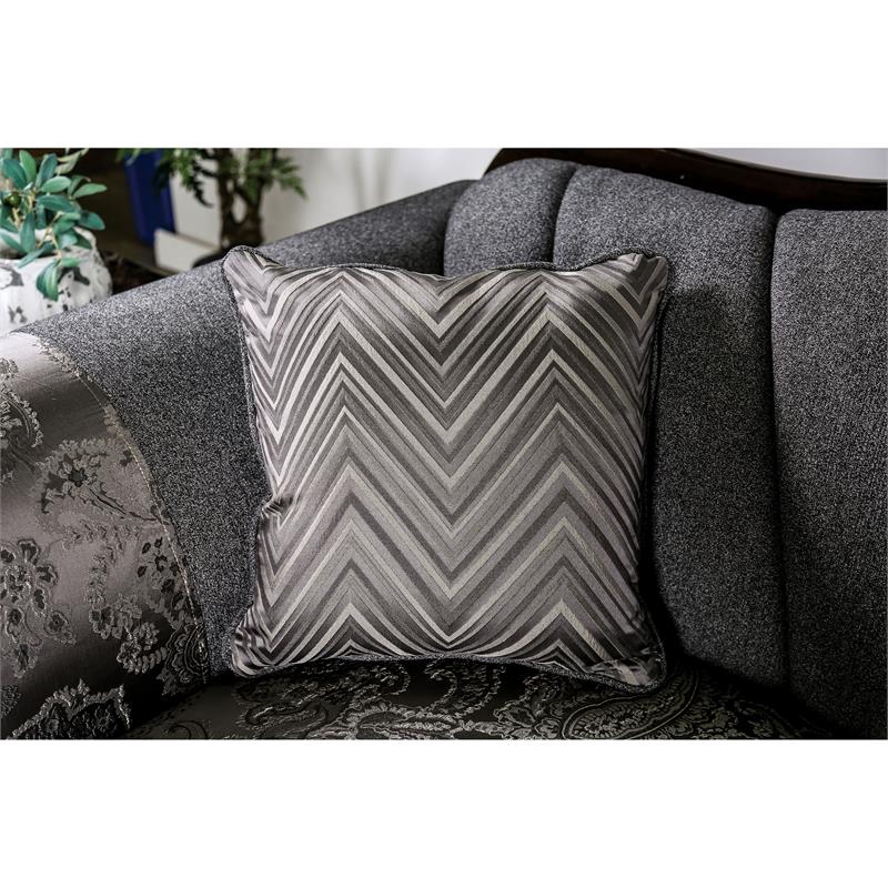 Bowery Hill Upholstered Gray Sofa Rectangular Rolled Arms 93