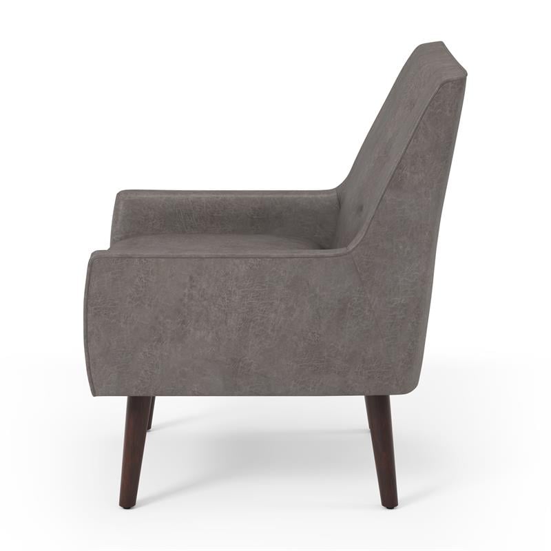 Bowery Hill Mid-Century Fabric Tufted Accent Chair in Brown Finish
