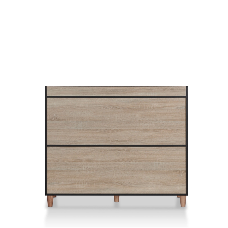 Bowery Hill Modern Wood 8-Shelf Buffet in Natural Oak Finish