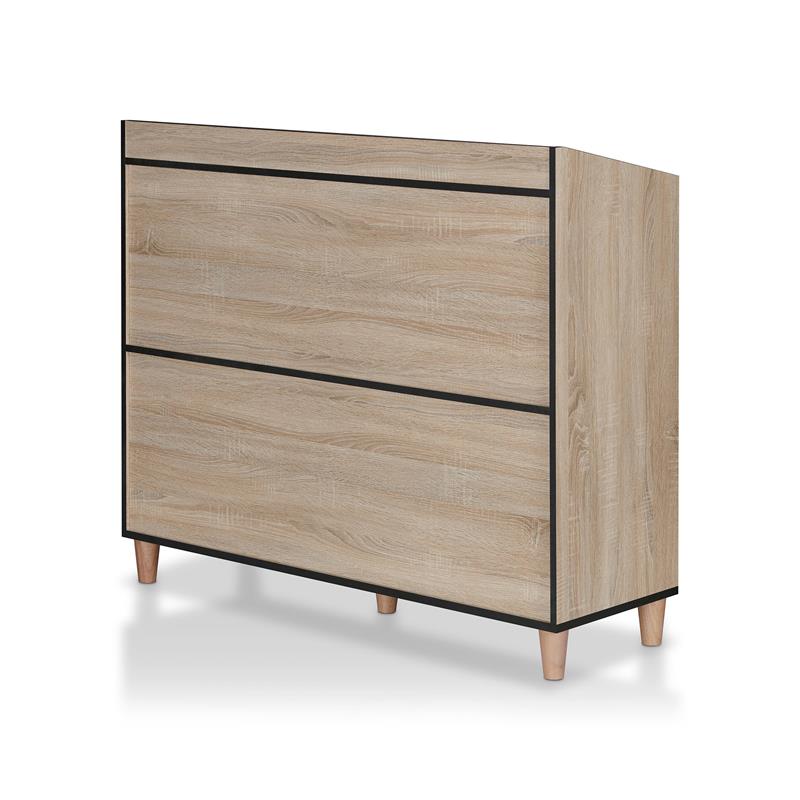 Bowery Hill Modern Wood 8-Shelf Buffet in Natural Oak Finish