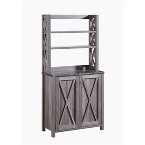 Bowery Hill Rustic Wood Multi-Storage Kitchen Cabinet in Gray