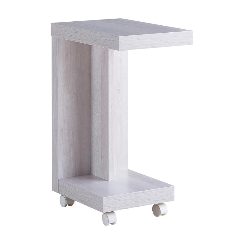 Bowery Hill Modern Wood Mobile End Table in White Oak Finish