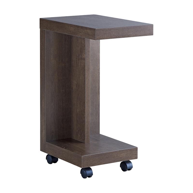 Bowery Hill Modern Wood Mobile End Table in Walnut Oak Finish