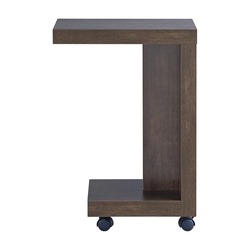 Bowery Hill Modern Wood Mobile End Table in Walnut Oak Finish