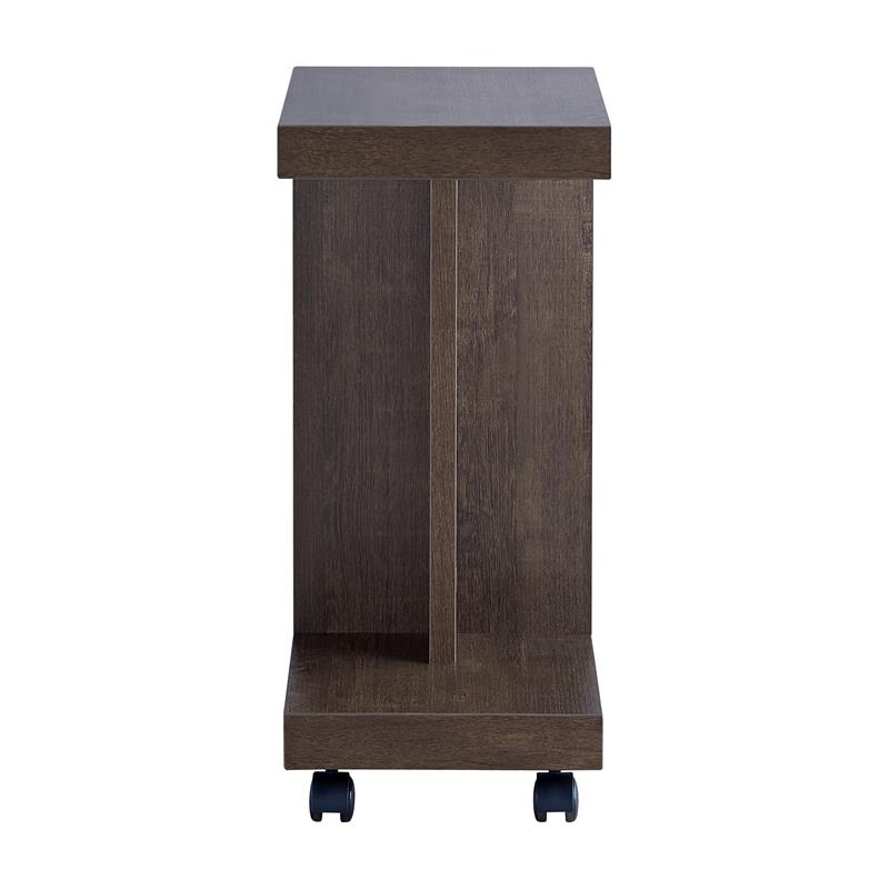 Bowery Hill Modern Wood Mobile End Table in Walnut Oak Finish