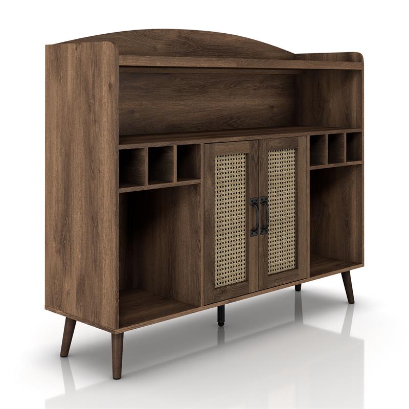 Bowery Hill Wood Multi-Storage Buffet in Distressed Walnut Finish