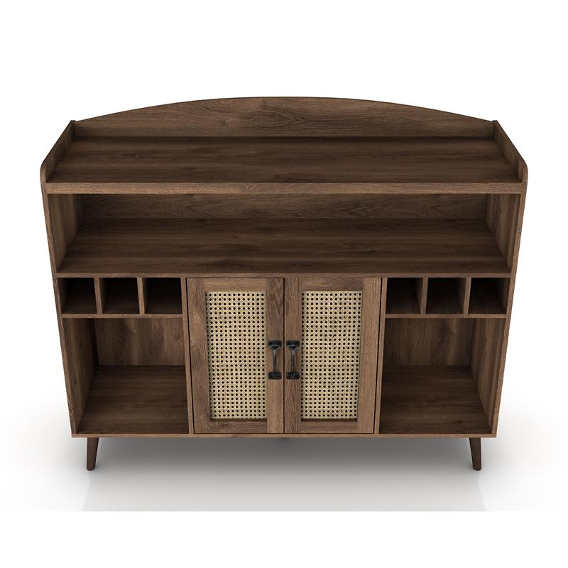 Bowery Hill Wood Multi-Storage Buffet in Distressed Walnut Finish