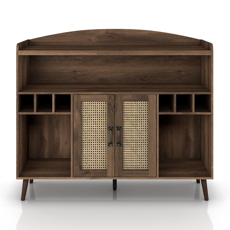 Bowery Hill Wood Multi-Storage Buffet in Distressed Walnut Finish