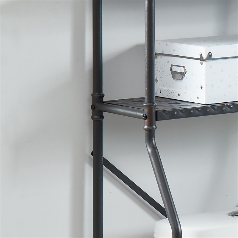 Bowery Hill Metal Over the Toilet Shelf Organizer in Sand Black