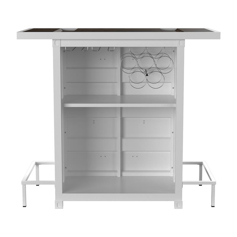 Bowery Hill Metal White Bar Table Rectangular Storage 47.25