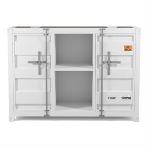 Bowery Hill Industrial Metal 6-Shelf Console Table in Sand White