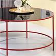 Bowery Hill Contemporary Glass Top Round Coffee Table in Red