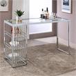 Bowery Hill Contemporary Glass Top Bar Table in Chrome Plating