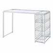 Bowery Hill Contemporary Glass Top Bar Table in Chrome Plating
