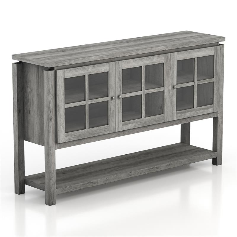 Bowery Hill Contemporary Wood Multi-Storage Buffet in Gray Oak