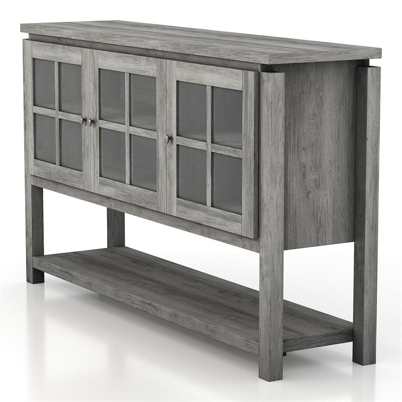 Bowery Hill Contemporary Wood Multi-Storage Buffet in Gray Oak