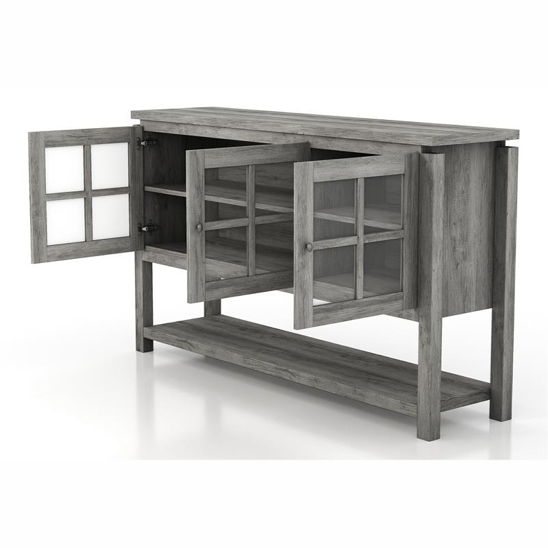 Bowery Hill Contemporary Wood Multi-Storage Buffet in Gray Oak